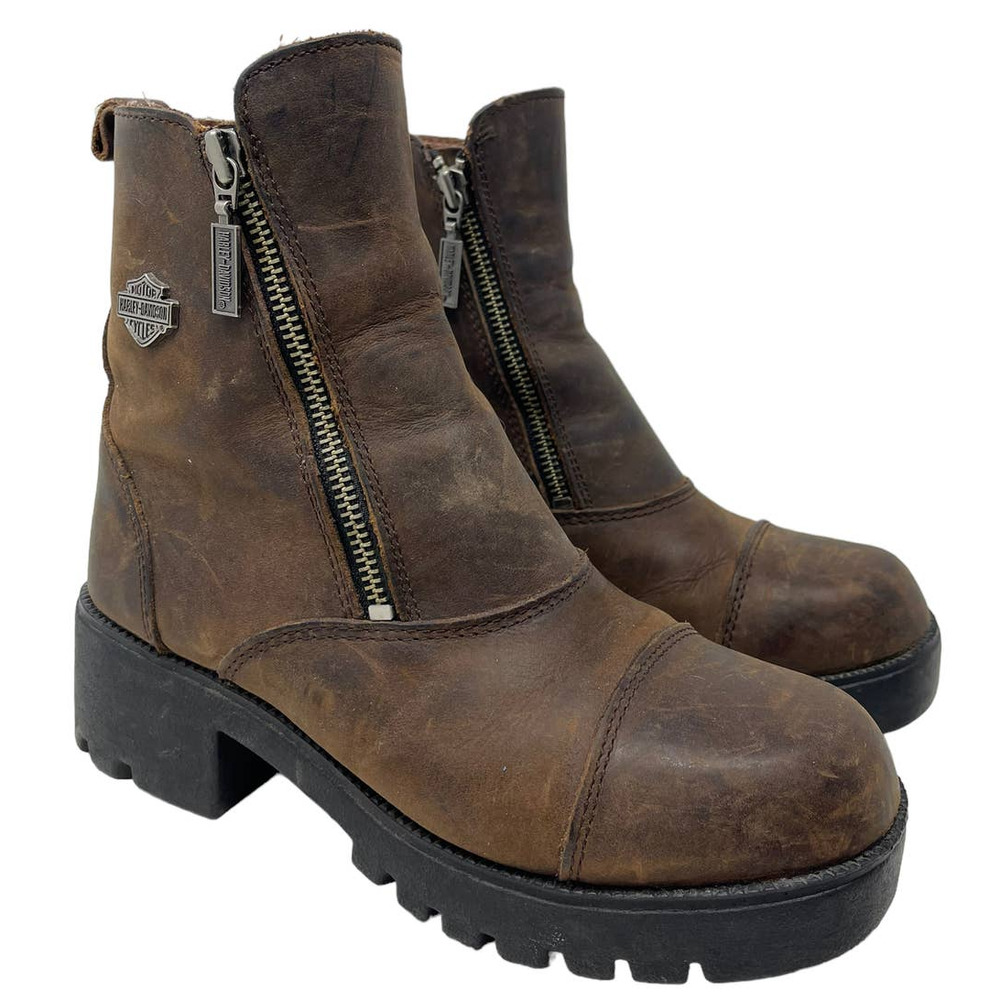 Harley Davidson Amherst Boot Brown Chunky Lug Sole 7
